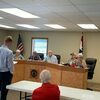 Blake Pace, of Decker &amp; DeGood, presents the results of the city of Greenfield's most recent audit report to the mayor and board of aldermen during their meeting on Sept. 21. (Photo by Maegen Hicks)