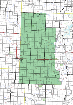 The current boundaries of the Lockwood R-I School District. (Graphic by James McNary)